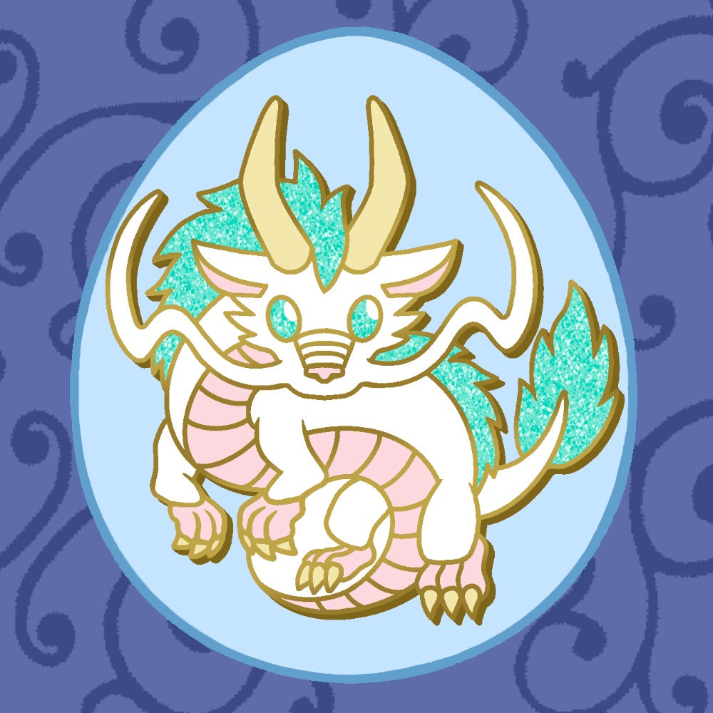 White Asian Dragon Enamel Pin