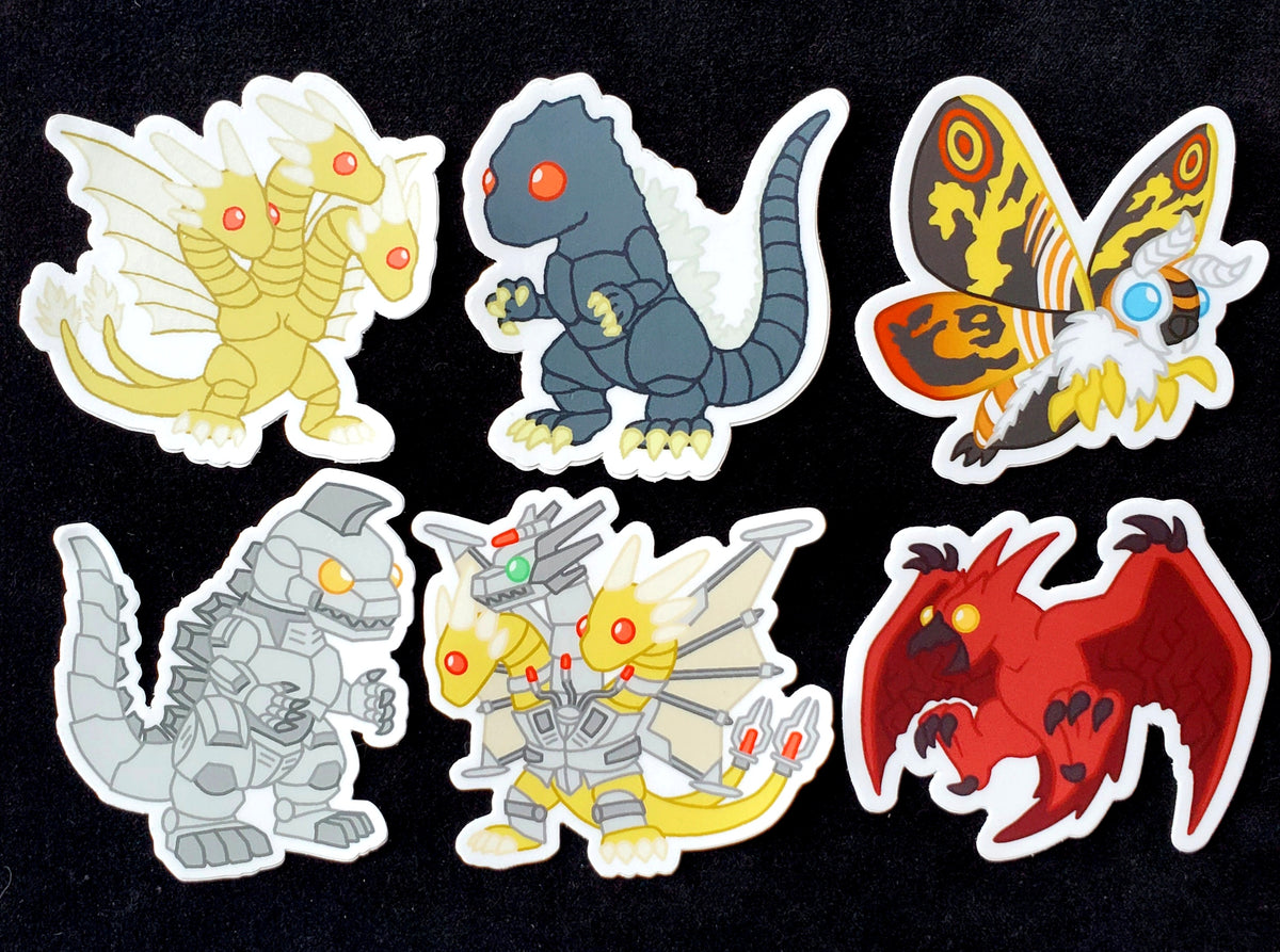 Godzilla Stickers · The Art of The Barabones · Online Store