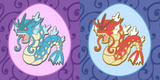 Powke Mons Red and Blue Dragon Pins - Generation I
