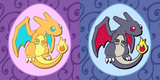 Powke Mons Red and Blue Dragon Pins - Generation I