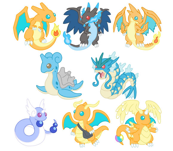 Pokemon Red and Blue Dragon Charms - Generation I