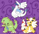 Powke Mons Silver and Gold Dragon Pins - Generation II