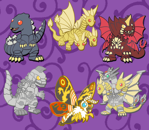 cute godzilla monsters Godzilla Pins – All the Dwagons